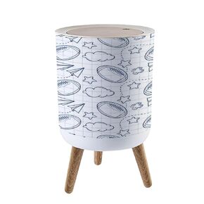 Small Trash Can with Lid Kids Seamless Pattern Airplanes Stars Clouds Colorful White Baby Garbage Bin Pet Proof Waste Basket for Kitchen Bathroom Office Bedroom Decorative 1.8 Gallon