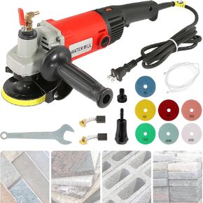 IRONWALLS Electric Wet Polisher 4 Inch, 1400W Variable Speed Grinder Buffing Polishing Machine, Countertop Concrete Stone Polisher with 7PCS Diamond Polishing Pads for Granite, Tile, Cement Floor