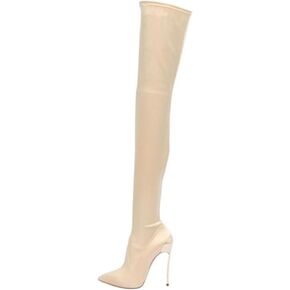Womens Over The Knee Boots, Velvet Stretch Boots Ladies Solid Color High Boots Stilettos High Heels Pointed Toe Sleeves Long Boots, 12cm/4.72 Inch, 38 EU, Rose
