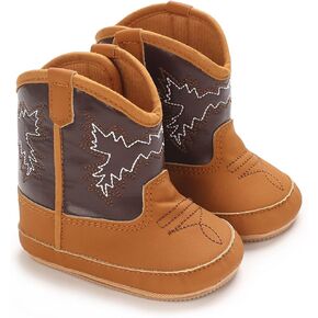 Infant Baby Baby Cowgirl Boots Western Newborn Walking Shoes Girls Soft PU Non Slip Boots Low Heel Ankle Booties