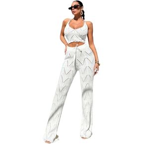 Women Swimsuit Cover Up Cami And Long Pants Two-Piece Set With Cover-Up