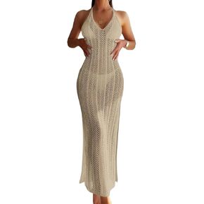 Women Swimsuit Cover Up Backless Beach Cover Up Dress