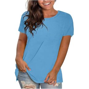 Plus Size T Shirts for Women Round Neck Dressy Casual Blouses Short Sleeve Summer Tops Loose Fit Tee Blouses Clothes