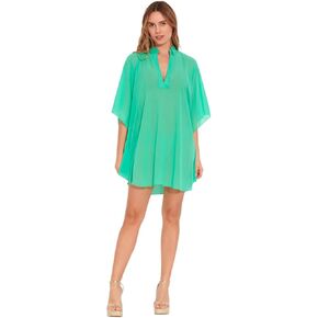 Women's Beach Cover-Up – Mini Length with V-Neck Collar & Kimono Sleeves