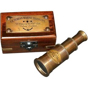 Brass Maritime Telescope with Wooden Box 6 Inch Telescope Spyglass