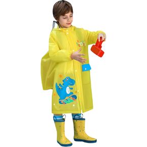Kids Rain Suit Rain Poncho Raincoat Boys Girls Clothes Hats Dinosaur Rain Jacket Toddlers Windproof