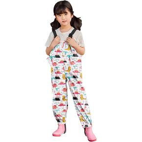 Toddler Rain Bib Rain Pants Overalls Rain Coat Kids Boys Girls Rain Dinosaur Print Windproof Rainproof