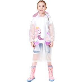Boys Girls Raincoats for Kids Rain Poncho Waterproof Lightweight Rain Jacket Hooded Raincoat Reusable Poncho Rainsuit