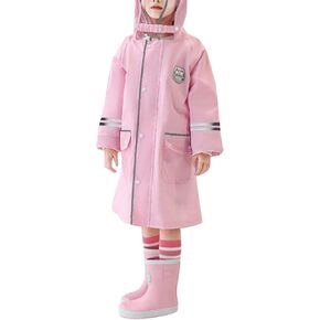 Kids Boys Girls Hooded Rain Ponchos Waterproof Hooded Windbreaker Raincoat Outwear Children Rainy Coats Girls