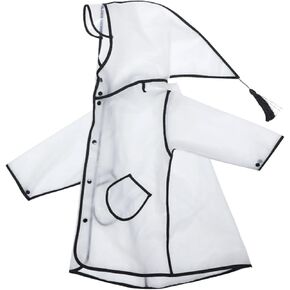 Boys Girls Hooded Rain Poncho Outdoors Kids Solid Raincoat Student Rain Suit Water-Proof Windbreaker