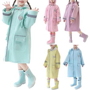 Raincoats for Kids Kids Reusable Emergency Rain Ponchos with Drawstring Hood for Boys and Girls