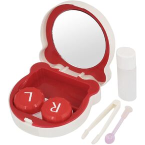 Qtqgoitem Travel Red White Cartoon Style Plastic Protective Contact Lens Mate Box (Model: e48 2b2 06b d51 53c)