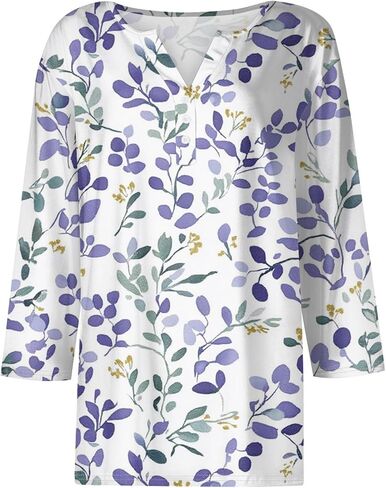 3/4 Length Sleeve Womens Tops Cute Mom Shirt Travel Outfits for Women Spring Work Clothes 2025 Loose Fitting in Kuwait