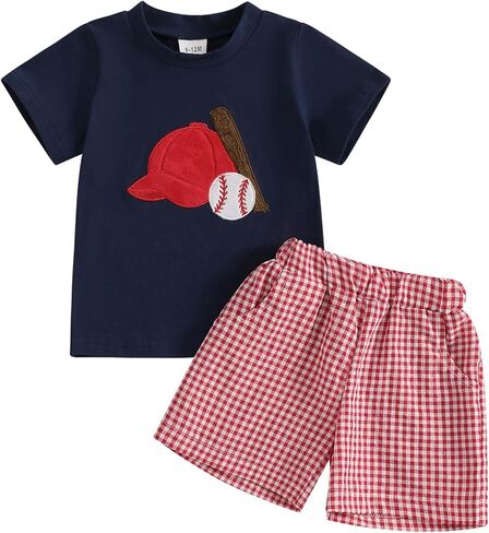 CIYCUIT Toddler Baby Boy Sports Themed Summer Outfit Short Sleeve T-Shirt and Shorts Set in Saudi Arabia