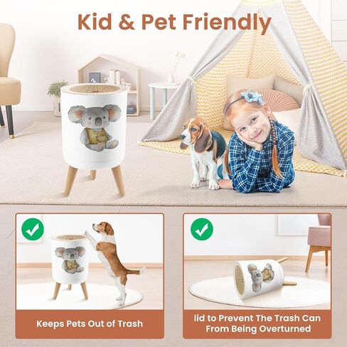 Small Trash Can with Lid Cute Koala Bear Watercolor for Kids Baby 1.8 Gallon Dog Proof Trash Can Round Garbage Can Waste Bin Wastebasket for Bathroom Bedroom Living Room in Saudi Arabia