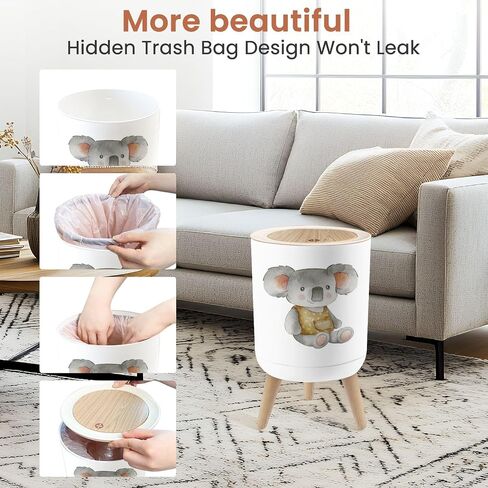 Small Trash Can with Lid Cute Koala Bear Watercolor for Kids Baby 1.8 Gallon Dog Proof Trash Can Round Garbage Can Waste Bin Wastebasket for Bathroom Bedroom Living Room in Saudi Arabia