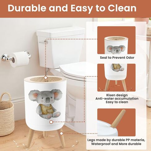 Small Trash Can with Lid Cute Koala Bear Watercolor for Kids Baby 1.8 Gallon Dog Proof Trash Can Round Garbage Can Waste Bin Wastebasket for Bathroom Bedroom Living Room in Saudi Arabia