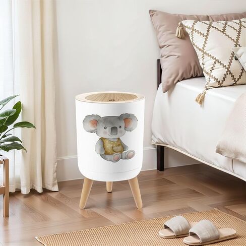 Small Trash Can with Lid Cute Koala Bear Watercolor for Kids Baby 1.8 Gallon Dog Proof Trash Can Round Garbage Can Waste Bin Wastebasket for Bathroom Bedroom Living Room in Saudi Arabia