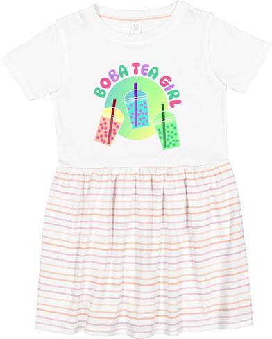 inktastic Boba Tea Girl Toddler Dress in Saudi Arabia