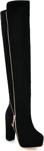 Uniquelly Womens Over The Knee Boots Chunky High Heel Platform Riding Boots Round Toe Side Zipper Long Boots Winter Dress Shoes in Saudi Arabia