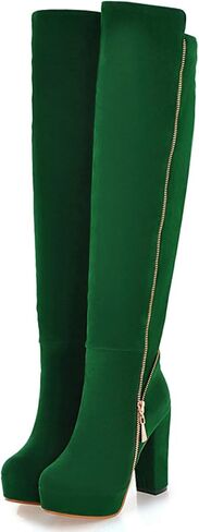 Uniquelly Womens Over The Knee Boots Chunky High Heel Platform Riding Boots Round Toe Side Zipper Long Boots Winter Dress Shoes in Saudi Arabia