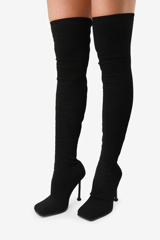 Women's Over The Knee Heels Boots High Heel Stretch Knit Pointed To Thigh Long Boots in Saudi Arabia