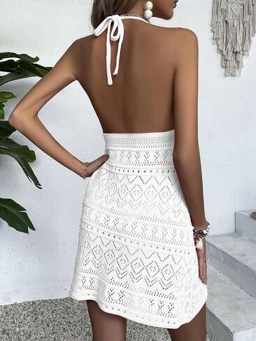 swimsuit coverup for women Knit V-Neck Hollow Sleeveless Dress in Saudi Arabia