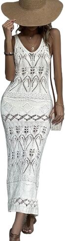 swimsuit coverup for women Sleeveless Knit Hollow Out Camisole, Elegant Elegant Beach dress in Saudi Arabia