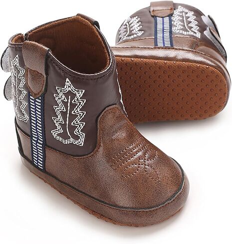 Baby Infant Toddler Girls Leather Western Boots Cowboy Bootie Soft Sole Non Slip Shoes Little Girl Size 12 Booties in Saudi Arabia
