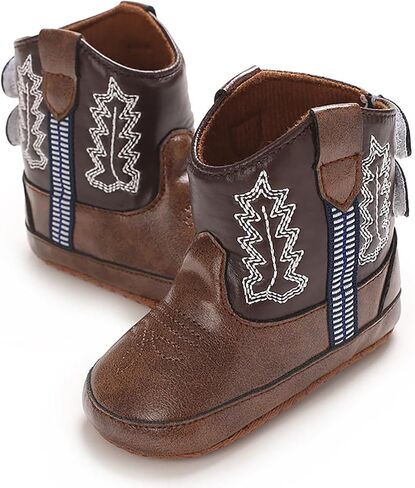 Baby Infant Toddler Girls Leather Western Boots Cowboy Bootie Soft Sole Non Slip Shoes Little Girl Size 12 Booties in Saudi Arabia