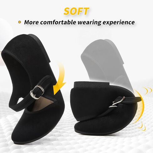 BABUDOG Womens Mary Jane Flats with Strap,Comfortable Dress Shoes for Women,Faux Suede Black Flats Shoes in Kuwait