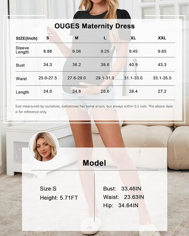 OUGES Womens 2025 قمصان الأمومة مطاطية على الأكمام قصيرة طاقم الرقبة تونك الصيف ملابس الحمل غير الرسمية in Saudi Arabia