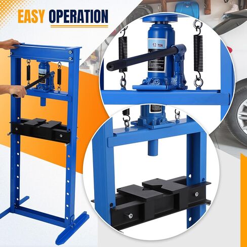 Garvee Hydraulic Press 12 Ton, H-Frame Garage Floor Hydraulic Press with 2 Press Plates, Heavy Duty Adjustable Hydraulic Press Machine for Auto Repair, Overload Protection & Rust Resistant, Blue in Kuwait