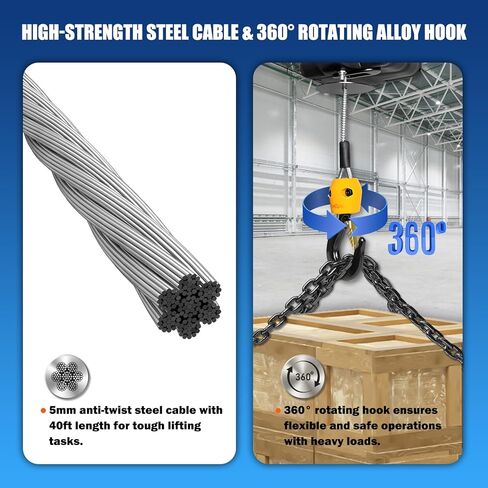 1100LBS Electric Hoist Winch 2-in-1 | 110V 1500W Portable Manual & Remote Control Lifting Power | 16ft/min Vertical & Horizontal Lift | Overload Protection | Perfect for Towing and Lifting in Kuwait