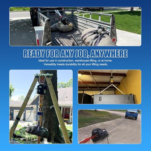 1100LBS Electric Hoist Winch 2-in-1 | 110V 1500W Portable Manual & Remote Control Lifting Power | 16ft/min Vertical & Horizontal Lift | Overload Protection | Perfect for Towing and Lifting in Kuwait