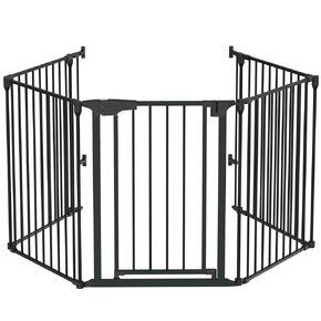 Bonnlo 120 Inches Wide Configurable Baby Gate, Fireplace Safety Fence/Guard, Adjustable 5-Panel Metal Play Yard for Toddler/Pet/Dog, Christmas Tree Fence, Includes 4 Pack of Wall Mounts, Black in Kuwait