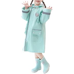 Toddler Child Single Breasted Raincoat Kids Unisex Windproof Long Rain Coat Lightweight Outerwear with Pocket