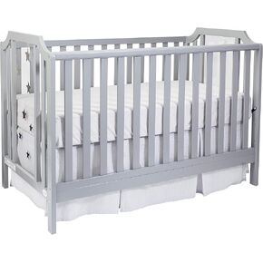 Goujxcy 3-in-1 Convertible Crib, Easily Converts to Toddler Bed or Daybed, 3-Position Adjustable Mattress Support Base, Modern Wood and Acrylic Design for Contemporary Nursery (Light Gray)