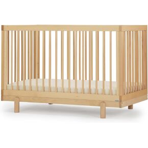 dadada Baby Bliss 4-in-1 Convertible Crib to Toddler Bed & Floor Bed – Made in Italy, GREENGUARD Gold Certified, Baby-Safe Finish, Sustainable Beech Wood, Modern Design, 4 Adjustable Heights (Natural)