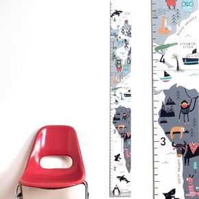 Height Chart for Kids Wood - Growth Chart for Wall Kids Growth Chart for Kids Size Chart Height Tracker Height Ruler Kids Height Chart for Wall, Wanderlust with Animals - 63" x 6.7"
