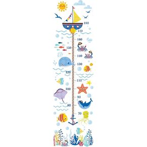 SUPERDANT 3 Sheets/Set Cartoon Height Growth Chart Wall Sticker Undersea Fish Whale Removable Vinyl Cartoon Measuring Ruler Height Decals for Bedroom Nursery Livingroom 35"x11"
