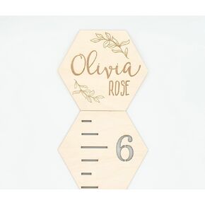Wooden Growth Chart Ruler for Kids, Hexagon Height Chart Ruler for Boys and Girls