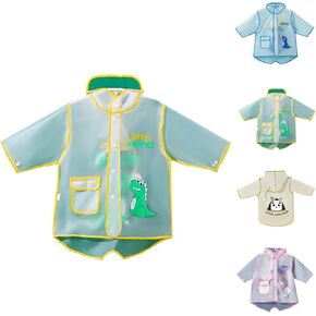 Rain Poncho Kids Water-Proof Rain Coat with Hood, Lightweight Portable Toddler Rain Jacket for Children Boys Girls