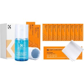 K&F Concept 10 Pack Microfiber Cleaning Cloths，Washable Reusable, with 200ML Screen Cleaner Spray