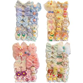 Baby Hair Accessories Set - 40 Pcs Cute Flower Elastic Rubber Bands, Hair Ties and Ponytail Holders for Girls and Toddlers (Random 4 Sets)