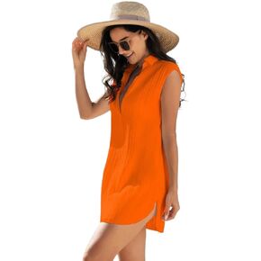 Women Swimsuit Cover Up Collar Cover-Up Dress For Summer Beach