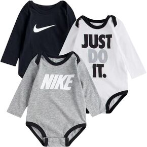 Nike Baby Boy's 3-Pack Just Do It Swoosh Long Sleeve Set (Infant) Dark Grey Heather 6 Months (Infant)