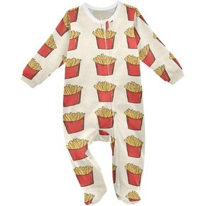 vvfelixl Cartoon French Fries Baby Sleepers for Girl Boys Newborn Baby Play One-Piece Footies for 0-3 Months