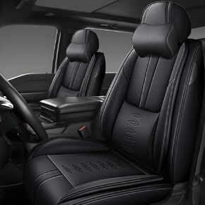 Front Seat Covers for Buick Enclave 2008-2024 2025,Leather Car Seat Cover,Soft Seat Cushion Covers with Airbag,Waterproof Automobile Seat Protectors for Enclave(Black Gray,Standard)