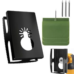 Rectangle Slot Cutter Kit, Includes 3 Electrical Box Locators, 3 Pointed Tips, One-Step in Place Manganese Steel Cut Outs, for Oscillating Power Multi-Tools to Cut-in Single Gang Wall Boxes